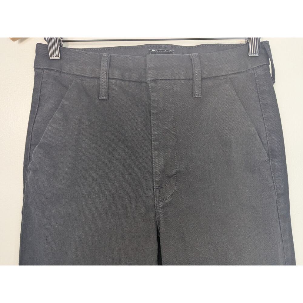 Mother High Rise The Roller Prep Heel Wide Leg Jean in Pitch Black Minimalist - Picture 4 of 9